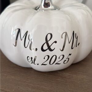 White Ceramic Pumpkin Decor